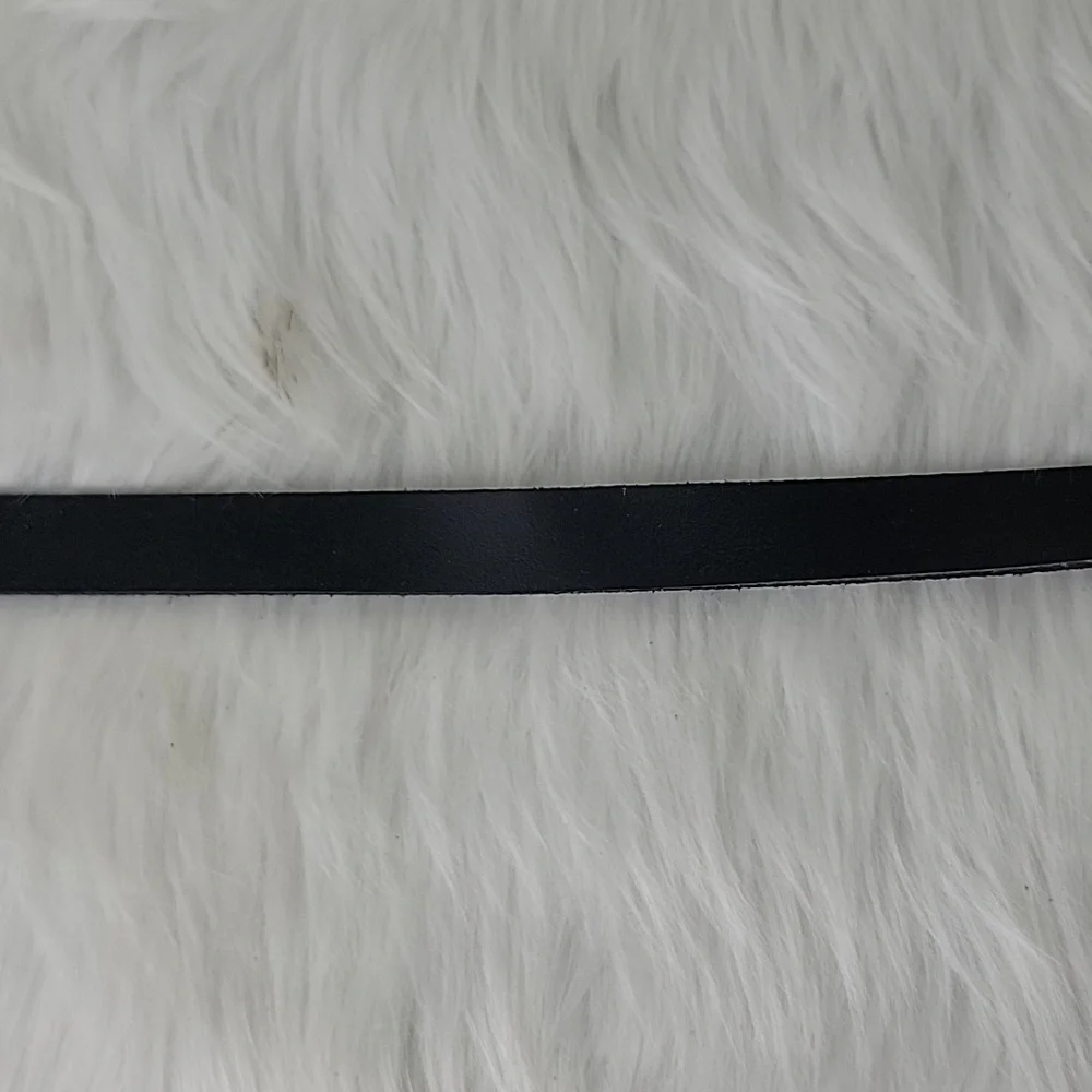 J.CREW Black Leather Gold Colored Hardware Plate Style Buckle Office Casual Belt - Picture 4 of 14